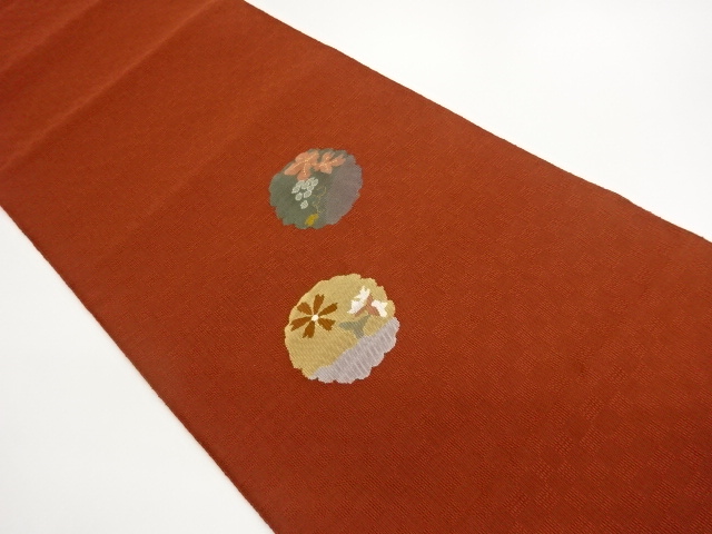 葡萄に花模様織出し刺繍名古屋帯